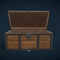 Vintage Wooden Playground Storage Chest With Metal Lock And Decorative Frames