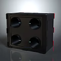 Black Computer Cooling Fan Module with Four Circular Ports and Red Accents