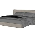 Modern Double Bed with Upholstered Headboard Soft Gray Bedding and Plush Pillows