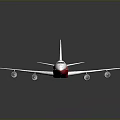 Red and White Aerospace Spacecraft Model With Four Engines Large Wings and Orange Tail