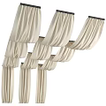 Elegant Beige Pleated Ceiling Drapery For Interior Decor With Soft Hanging Texture