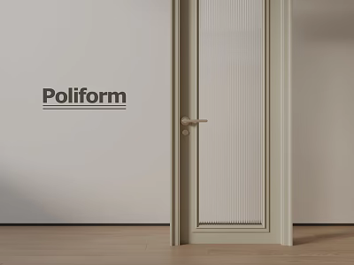 Poliform Modern Hinged Door With Ribbed Glass Panel And Brass Handle 3d model