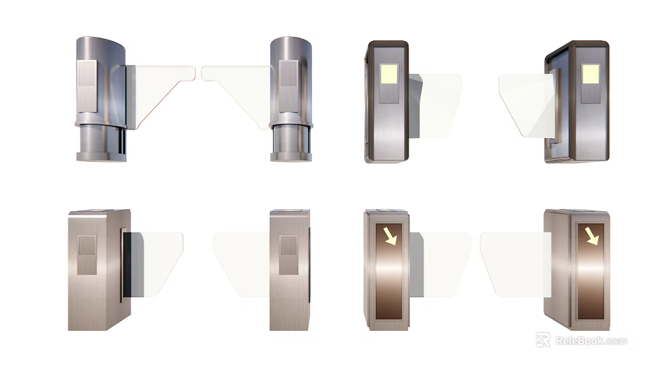 Public Facilities Entry Control Turnstiles With Various Metal Designs And Security Features 3d model 