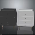 Modern Dark Gray And Light Gray Nightstands With Three Drawers Gold Knobs And Wooden Legs