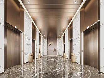 modern elevator hall 3d model