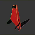 Red and Black Geometric Bird Sculpture with Abstract Design on Dark Background