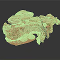 Red Layered Rock Landscape Structure With Cave Like Sections And Rockery Elements