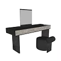Modern Vanity Table With Black Frame Marble Panels Mirror And Gray Stool 3d model