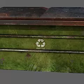 Public Facility Green Recycling Bin With Metal Body And Recycling Symbol