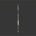 Ornate Fantasy Sword Design With Blue Crystal Accents And Gold Decorative Patterns