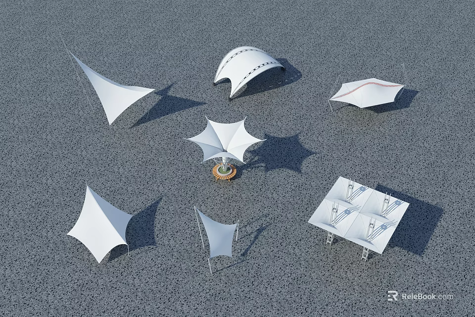 Tensile Membrane Design Examples With Various Shapes And Modern Structures 3d model