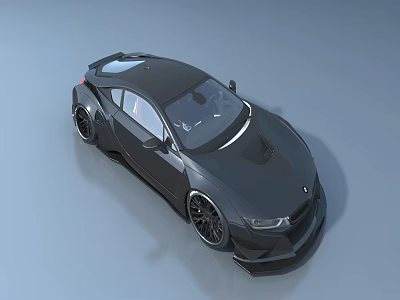 Black Modern Sports Car with Sleek Aerodynamic Body Design and Glossy Finish Alloy Wheels 3d model