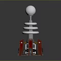 Sci Fi Mechanical Device With Silver Sphere Coiled Springs And Red Base 3d model