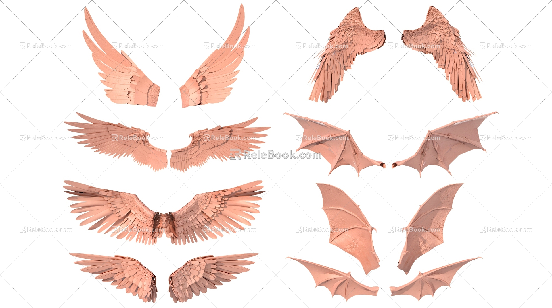 Angel Wings Feather Wings Decoration 3d model