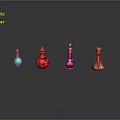 Colorful Decorative Glass Bottles With Various Shapes And Vibrant Hues On Reflective Surface