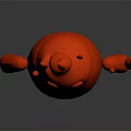 Red Flame Cartoon Creature Character With Burning Appendages And Round Body