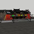 Ancient Chinese Architecture With Traditional Roof Wooden Structure And Stone Steps Plaza