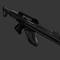 Futuristic Rifle With Sleek Black Metallic Design Glowing Red Accents Ergonomic Grip And Magazine