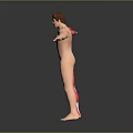 Human Body Models Skeleton With Organs Muscle Structure And Hair Details Arms Extended In Gray Background