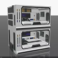 Modern Modular Double Deck Furniture With Glass Windows Black And Blue Accents For Compact Living