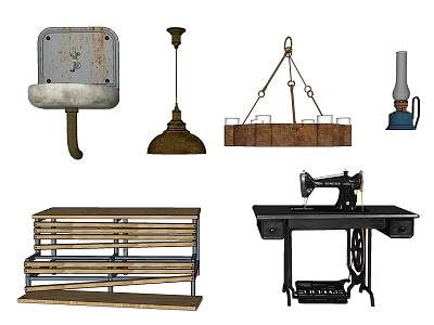 Industrial LOFT chandelier vintage chandelier sink sewing machine 3d model