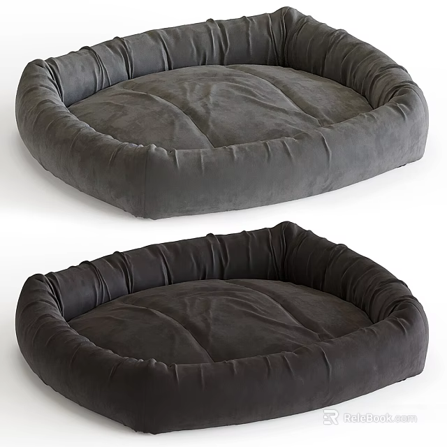 Plush Pet Beds With Soft Edges In Gray And Dark Brown Comfortable Design 3d model