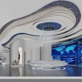 Hi Tech Modern Control Room Interior With Starry Sky Ceiling And Data Display Screens 3d model