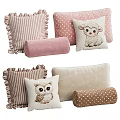 Cute Animal Print Pillows With Striped Polka Dot Patterns And Ruffled Edges