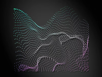 Abstract Lines Design Formed By Dots With Teal Purple Colors On Black Background 3d model