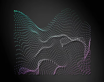 Abstract Lines Design Formed By Dots With Teal Purple Colors On Black Background 3d model