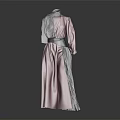 Stylish Pink And Gray Long Robe With Waist Belt And Long Sleeves Design
