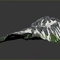 Detailed Mountainous Terrain 3D Model With Snow Covered Peaks And Green Vegetated Areas