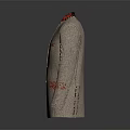 Elegant Beige Single Breasted Suit Jacket With Red Collar And Pockets