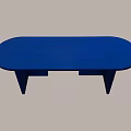 Sleek Blue Coffee Table With Oval Shaped Top And Angular Legs In Modern Setting 3d model