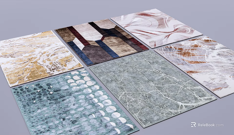 Square Rugs With Various Abstract And Colorful Patterns For Home Decor 3d model