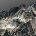 Scenic Stone Quarry Mountain With Wood Elements And Terraced Mining Areas