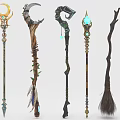 Decorative Ornament Collection With Magic Staff Inspired Designs Crystal Gems And Natural Branch Accents