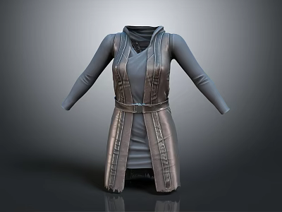 Character Outfit 3D Rendered Long Sleeved Vest With Belt Detail Design 3d model