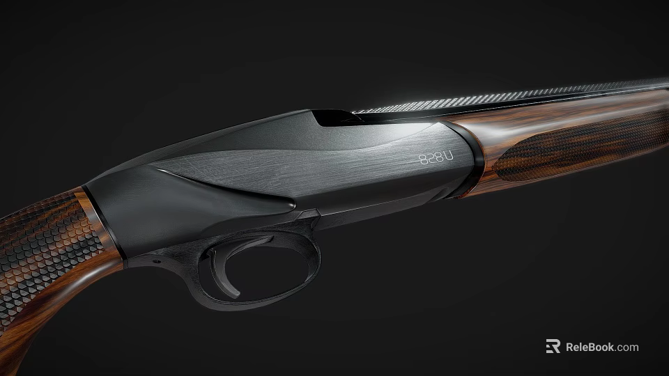 Beretta Shotgun With Wooden Stock Black Finish And Modern Ergonomic Design 3d model 