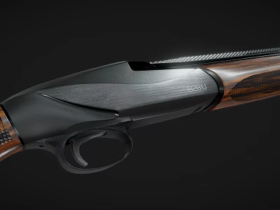 Beretta Shotgun With Wooden Stock Black Finish And Modern Ergonomic Design 3d model
