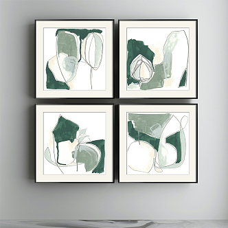 Modern abstract painting simple green living room abstract decorative painting 3d model