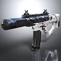 Modern Tactical Assault Rifle With Black White Design Scope Long Barrel And Magazine 3d model