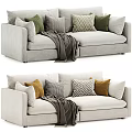 Light Gray Two Seater Sofa With Colorful Throw Pillows And Cozy Blanket 3d model