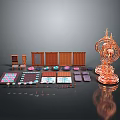 Car Components Model Collection With Brown Panels Various Shaped Parts And Copper Structure