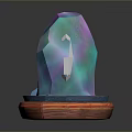 Colorful Polished Stone Decor with Handcrafted Wooden Base and Glossy Surface
