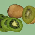 Fresh Kiwi Fruit With Whole Halved And Sliced Green Flesh And Black Seeds