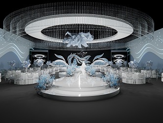 Modern Blue White Crystal Wedding 3d model