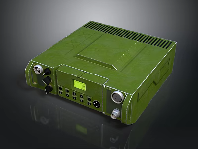 Green Computer Device With Control Buttons Knob And Display Screen 3d model