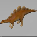 Orange Stegosaurus Dinosaur 3D Model Featuring Back Plates And Rendered Texture 3d model
