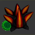 Black and Red Hedgehog Character Holding Green Gemstone Standing on Dark Surface